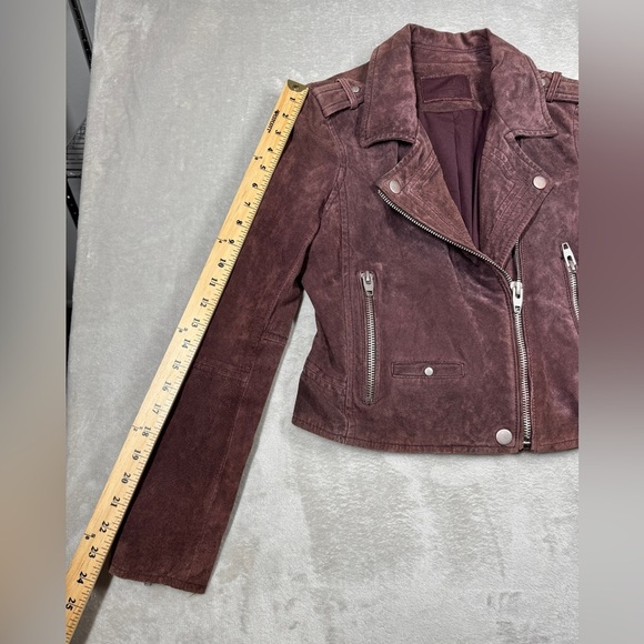 Blank NYC SL8 100% Leather Plum Purple Brown Zip Front Collared Moto Jacket S - Picture 10 of 16
